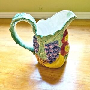 Vintage 1988 Fitz and Floyd Calypso Ceramic Fruit‎ Pitcher Green Yellow SM24
